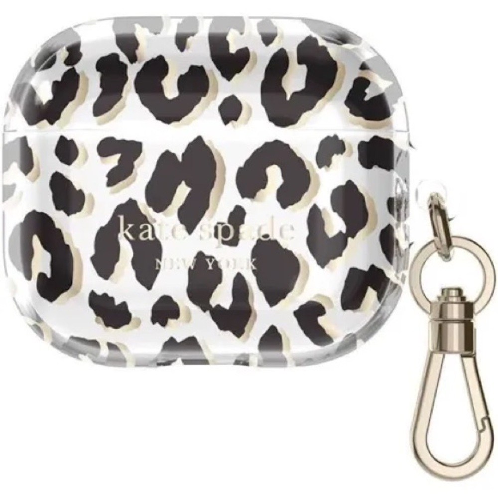 Kate Soade AirPod Case NEW IN BOX Clip On Chargeable Leopard Print Gift Ready